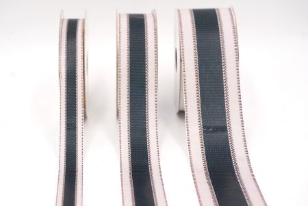 Біла з чорною середньою смугою плетена стрічка_AI